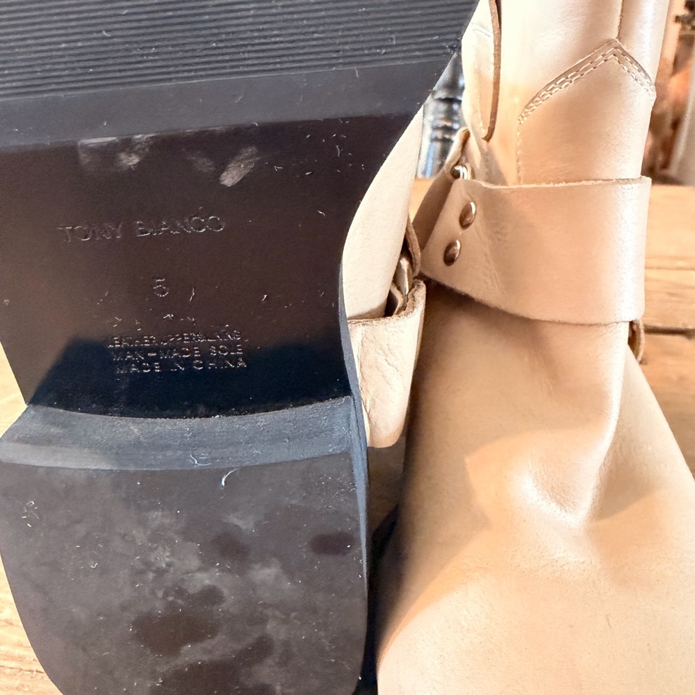 Tony Bianco Cream Leather Ankle Boots - Picture 3 of 3